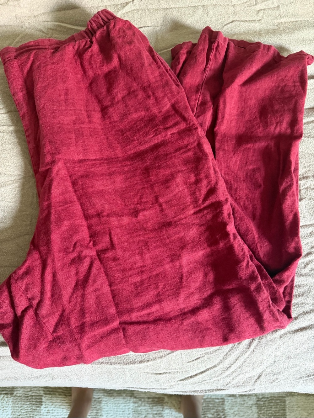 Women's Flax Linen Red cropped pants